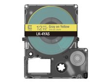 Epson LabelWorks LK-4YAS - Gris sobre amarillo - rollo (1,2 cm x 8 m) 1 cinta(s) caja para colgar - cartucho de cinta - para LabelWorks LW-C410, LW-C610