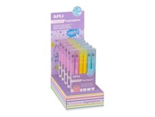 APLI - Surligneur double pointe - non permanent - jaune, bleu pastel, rose (pack de 30)