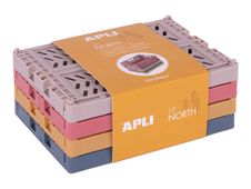 APLI Up North - boîte de rangement - beige, jaune moutarde, rose corail, bleu grisâtre (pack de 4)