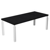 Bureau Manager FLORA - L210 x P90 cm - pieds en métal blanc - plateau imitation frêne noir