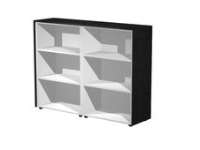 Bibliothèque haute double Flora - L162,8xP43xH119,8 cm - 4 étagères - frêne noir