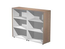 Bibliothèque haute double Flora - L162,8xP43xH119,8 cm - 4 étagères - merisier arabis