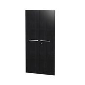 Jeu de 2 portes pleines - pour bibliothèque 4 étagères FLORA - L80 x H153,8 cm - imitation frêne noir