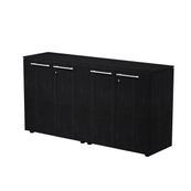 Armoire basse double Flora - L162,8xP43xH81,4 cm - portes mélaminés - 2 étagères - frêne noir