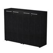 Armoire haute double Flora - L162,8xP43xH119,8 cm - portes mélaminés - 4 étagères - frêne noir