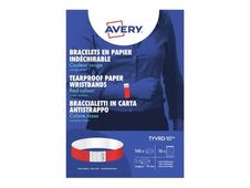 Avery - 100 Étiquettes pour bracelet - 19 x 256 mm - rouge fluo