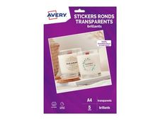 Avery - 120 étiquettes autocollantes - diamètre 40 mm - rondes transparentes