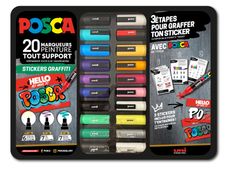 Posca - Pack de 20 marqueurs - pointes et couleurs assorties - spécial stickers