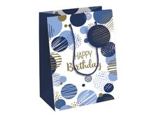 Clairefontaine Excellia - Sac cadeau - 21,5 x 10,2 x 25,3 cm - joyeux anniversaire - bleu