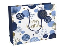 Clairefontaine Excellia - Sac cadeau - 37 x 12 x 27,5 cm - joyeux anniversaire - bleu