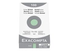 Exacompta - Pack de 100 Fiches Bristol - A7 - petits carreaux - vert