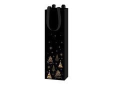 Logistipack Réveillon - 10 sacs cadeau pour une bouteille - 9.5 cm x 9.5 cm x 38.5 cm - noir