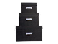 Exacompta OfficeByMe - Lot de 3 boîtes de rangement - noir