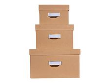 Exacompta OfficeByMe - Lot de 3 boîtes de rangement - beige