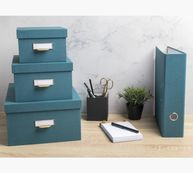 Exacompta OfficeByMe - Lot de 3 boîtes de rangement - bleu canard