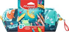 Maped Jungle Fever - Trousse en tissu comprenant 12 feutres JUMBO + 12 crayons de couleur JUMBO