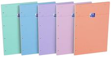 Oxford Pastel - Bloc notes perforé 21 x 31,5 cm - 160 pages - grands carreaux - disponible dans différentes couleurs