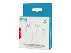 JAYM - écouteurs USB C - Classique - avec Télécommande et Micro - Blanc
