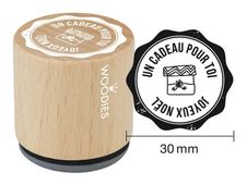 Woodies - Tampon encreur rond - Un cadeau pour toi Joyeux Noël - 3 cm de diamètre