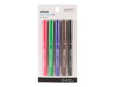 Cricut Infusible Ink - 5 feutres - pointe 0,4 mm - noir, cardinal, ultraviolet, vert vif, fauve