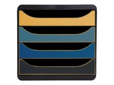 Exacompta NeoDeco - Module de classement 4 tiroirs - noir/bleu/or