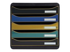 Exacompta NeoDeco - Module de classement 5 tiroirs - noir/bleu/or