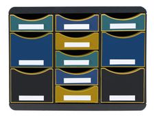 Exacompta Neo Deco - Module de classement 11 tiroirs - noir/multicolore