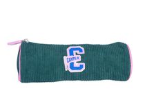 Trousse ronde Camps Corduroy - 1 compartiment - velours vert - Kid'Abord