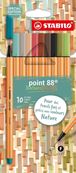 STABILO Point 88 Nature Colors - Pack de 10 feutres fins - 0.4 mm - couleurs assorties