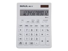 Calculatrice de bureau Maul MXL 12 - 12 chiffres - panneau solaire et pile - blanc