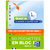 Oxford Quick'In - Bloc de 60 pochettes perforées - A4 - lisse - pour 25 feuilles