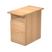 Caisson hauteur bureau Trend - L43xP80xH72 cm - 2 tiroirs dont 1 DS + 1 niche - imitation hêtre