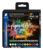 STAEDTLER Pigment brush 371 - 12 feutres pointe pinceau - couleurs nature assorties