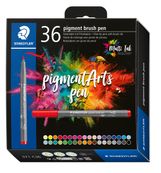 STAEDTLER Pigment brush 371 - 36 feutres pointe pinceau - couleurs assorties - encre Multi Ink intense