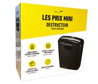 Les Prix Mini - destructeur de documents coupe droite - 6 feuilles - corbeille 10L