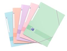 Oxford Color Life Pastel - Chemise à élastique 3 rabats - A4 - Carte rigide 300g/m² pelliculé - Disponible en différentes couleurs