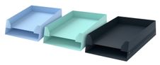 Oxford Harmonia - Corbeille à courrier - 2 niveaux - Carte rigide rembordée et pelliculée - Disponible en 3 coloris : bleu pastel, vert amande et noir bleuté