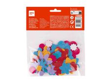 APLI kids - Adhésif décoratif - fleur - 2 - 5 cm - bleu, lilas, orange, rouge, rose, vert - permanent - feutrine (pack de 50)