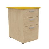 Caisson HT bureau - steely/stelly manager - Profondeur 60 cm - chene - top jaune curry 