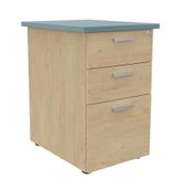 Caisson HT bureau - steely/stelly manager - Profondeur 60 cm - chene - top bleu argile 