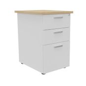Caisson HT bureau - steely/stelly manager - Profondeur 60 cm - blanc perle - top chene 