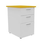 Caisson HT bureau - steely/stelly manager - Profondeur 60 cm - blanc perle - top jaune curry