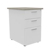 Caisson HT bureau - steely/stelly manager - Profondeur 60 cm - blanc perle - top chene gris