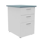 Caisson HT bureau - steely/stelly manager - Profondeur 60 cm - blanc perle - top bleu argile