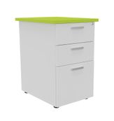 Caisson HT bureau - steely/stelly manager - Profondeur 60 cm - blanc perle - top vert