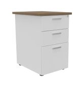 Caisson HT bureau - steely/stelly manager - Profondeur 60 cm - blanc perle - top noyer 