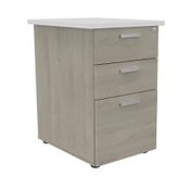 Caisson HT bureau - steely/stelly manager - Profondeur 60 cm - chene gris - top blanc perle