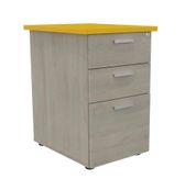 Caisson HT bureau - steely/stelly manager - Profondeur 60 cm  - chene gris - top jaune curry