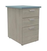 Caisson HT bureau - steely/stelly manager - Profondeur 60 cm  - chene gris  - top bleu argile