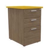 Caisson HT bureau - steely/stelly manager - Profondeur 60 cm - noyer - top jaune curry